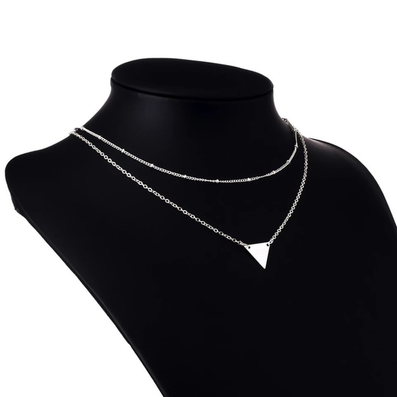 5 for $25 Two Layer Dainty Triangle Necklace - Picture 5 of 7